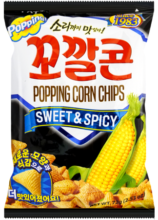 Chipsy kukurydziane Popping Corn Chips Sweet & Spicy 72g Lotte