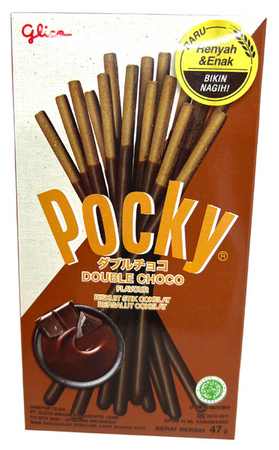 Pocky Double Choco, paluszki zbożowe z czekoladą 39g Glico